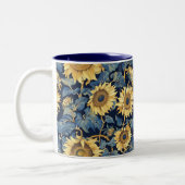 Jugendstil-Sonnenblumen Zweifarbige Tasse (Links)