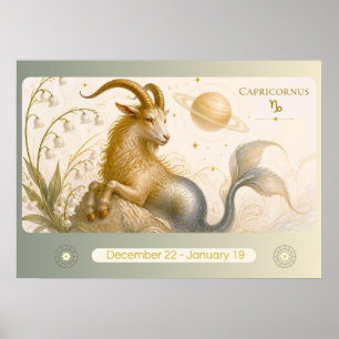 Jugendstil Steinbock Sternzeichen Wandkunst Poster