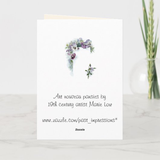 Jugendstil-Stiefmütterchen Hochzeit Glückwunschkar Karte (Rückseite)