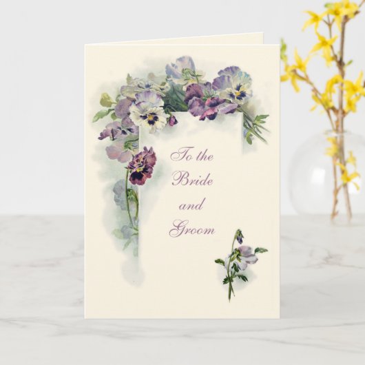 Jugendstil-Stiefmütterchen Hochzeit Glückwunschkar Karte (Gelbe Blume)