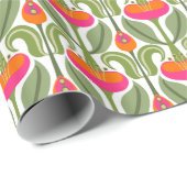 Jugendstil Stilftige Tulpen Rosa & Orange Geschenkpapier (Rolleneckpunkt)