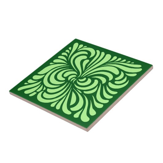 Jugendstil-stilisierte Blätter, Emerald Green Fliese (Seite)