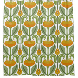 Jugendstil Stilvoll Tulips Orange Duschvorhang