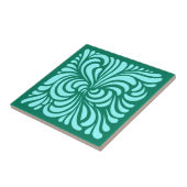 Jugendstil Stilvolle Blätter, Türkis und Aqua Fliese (Seite)