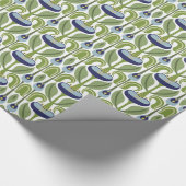 Jugendstil Stilvolle Blaue Tulissen Geschenkpapier (Ecke)