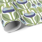 Jugendstil Stilvolle Blaue Tulissen Geschenkpapier (Rolleneckpunkt)