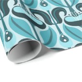 Jugendstil Stilvolle Tulips Türkis Blau Geschenkpapier (Rolleneckpunkt)