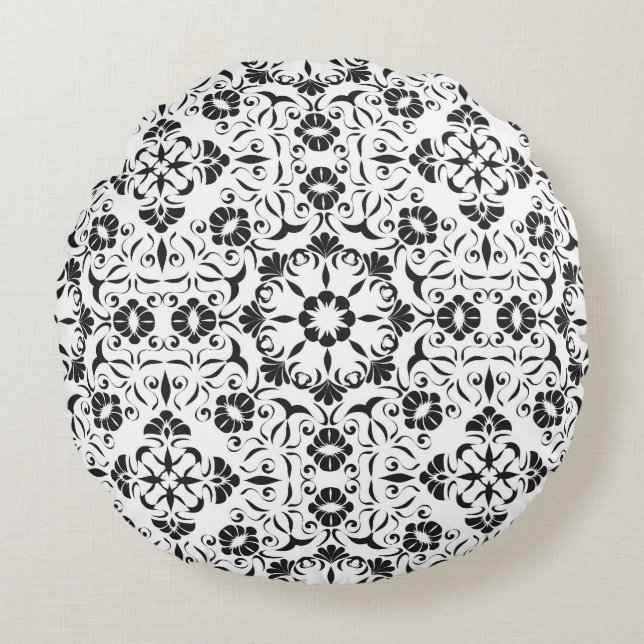 Jugendstil: Stilvolle Vintage Elemente Rundes Kissen (Vorderseite)