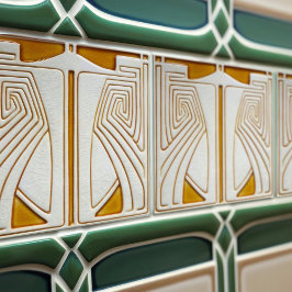 Jugendstil-Symmetrie Orange Fliese