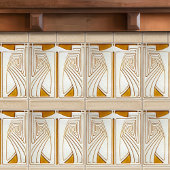 Jugendstil-Symmetrie Orange Fliese