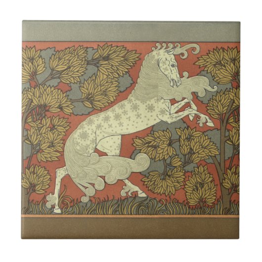 Jugendstil tänzelndes Pferd Fliese (Vorderseite)