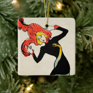 Jugendstil-Tänzerin Jane Avril von Toulouse Lautre Keramikornament