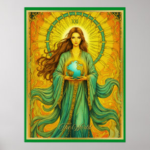 Jugendstil-Tarotkarte Die Welt Poster