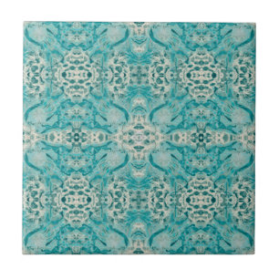 Jugendstil Teal Grün Dekoratives Spiegelmuster Fliese