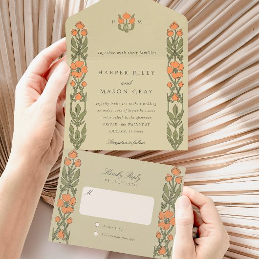 Jugendstil-Tear-Away-UAWG All In One Einladung