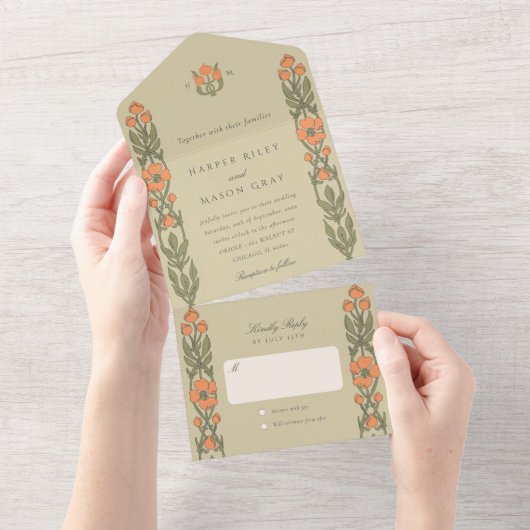 Jugendstil-Tear-Away-UAWG All In One Einladung (Abreißen)