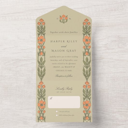 Jugendstil-Tear-Away-UAWG All In One Einladung (Innen Boden)