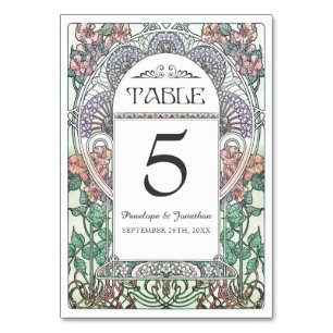 Jugendstil-Tischkarten für die Hochzeit (Set #3) Tischnummer