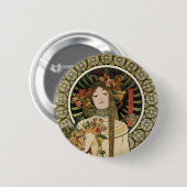 Jugendstil Trappistine Mucha Kunst Button (Vorne & Hinten)