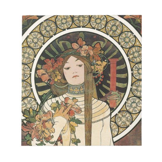Jugendstil Trappistine Mucha Kunst Notizblock (Vorderseite)