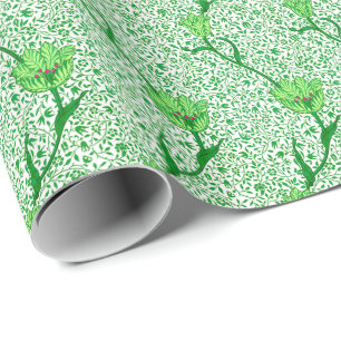 Jugendstil-Tulpen-Damask, Smaragdgrün Geschenkpapier