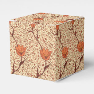 Jugendstil-Tulpen-Damaskus, Korallenrot und Beige Geschenkschachtel