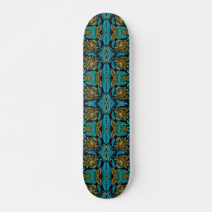 Jugendstil Türkis Blau Blumenmuster Skateboard