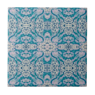 Jugendstil Türkis Blau Lila Spiegelmuster Fliese