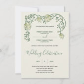 Jugendstil und grüne Hochzeitseinladung Einladung (Vorderseite)