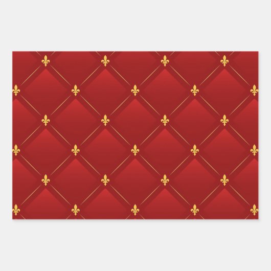 Jugendstil-Urlaub in Rot und Gold Geschenkpapier Set (Vorderseite 2)