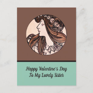 Jugendstil-Valentinstag Schwester Alphonse Mucha Feiertagspostkarte