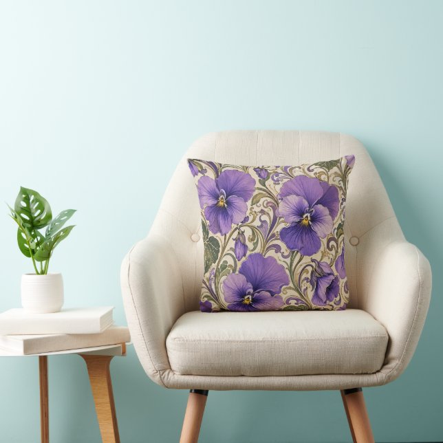 Jugendstil-Veilchen-Blumendekor  Kissen (Stuhl )
