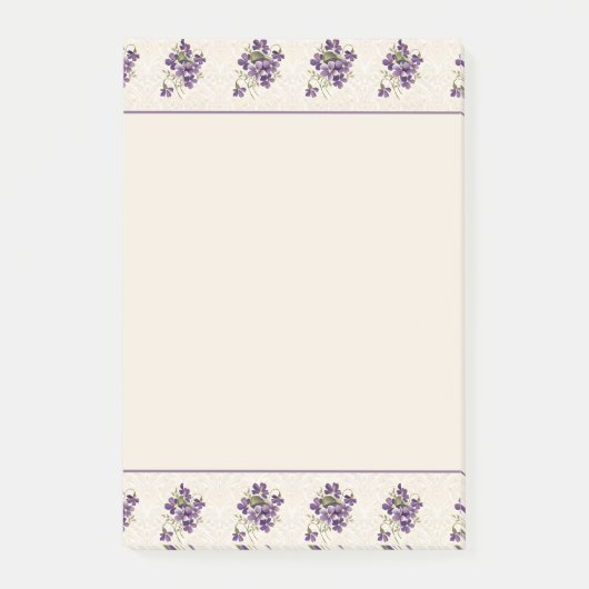 Jugendstil-Veilchen-Blumenmuster Post-it Klebezettel (Vorderseite)