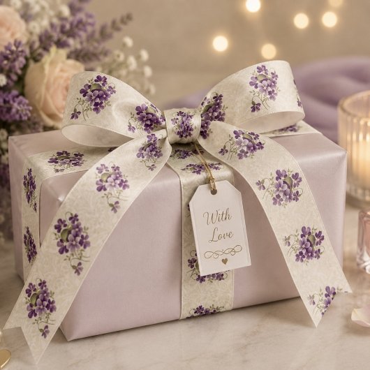 Jugendstil-Veilchen-Blumenmuster Satinband