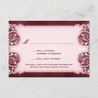 Jugendstil Viktorianisch: Burgund & Weiß UAWG RSVP Karte