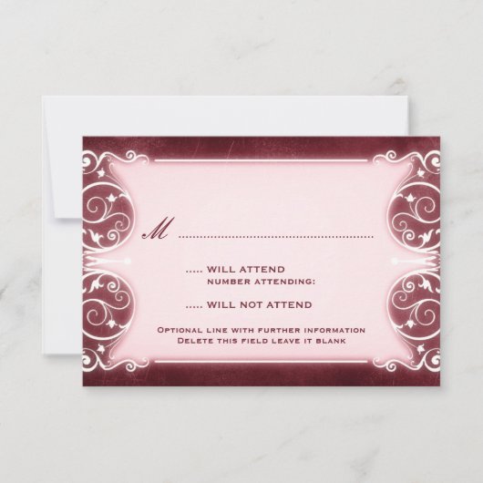 Jugendstil Viktorianisch: Burgund & Weiß UAWG RSVP Karte (Vorderseite)