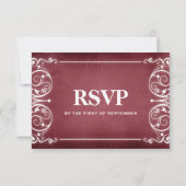 Jugendstil Viktorianisch: Burgund & Weiß UAWG RSVP Karte (Rückseite)