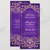 Jugendstil Viktorianisch: Gold & Eggplant Save the Date (Vorne/Hinten)