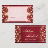 Jugendstil Viktorianisch: Red & Gold Table Escortk Platzkarte (Vorne/Hinten)