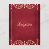 Jugendstil Viktorianisch: Rot & Gold Empfang Begleitkarte (Rückseite)