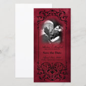 Jugendstil Viktorianisch: Rot und Schwarz Save the Date (Vorne/Hinten)