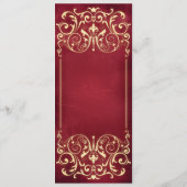 Jugendstil Viktorianisch: Rote und goldene Hochzei Menükarte (Rückseite)