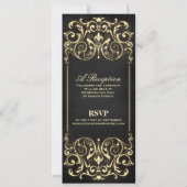 Jugendstil Viktorianisch: Schwarze Hochzeit Einladung (Rückseite)