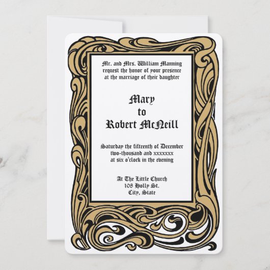 Jugendstil-Viktorianische Epoche 1901 Foliage Wedd Einladung (Vorderseite)