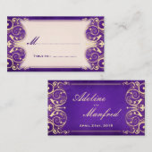 Jugendstil-Viktorianische Gold-Eggplant-Escortkart Platzkarte (Vorne/Hinten)