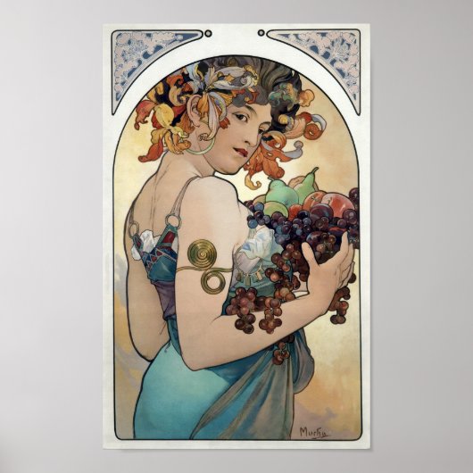 Jugendstil Vintag 1897 "Fruit" von Alphonse Mucha Poster (Vorne)