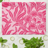 Jugendstil Vintage-Blumen-Botanik-Rosa-Muster Geschirrtuch (Gefaltet)
