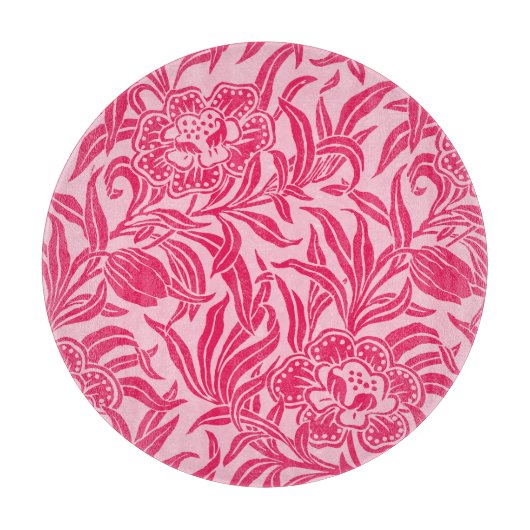 Jugendstil Vintage-Blumen Botanisches Rosa Muster Schneidebrett (Vorderseite)