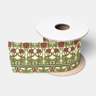 Jugendstil Vintage-Blumenrand-Friesmuster Satinband
