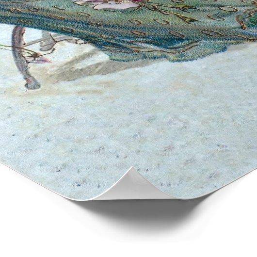 Jugendstil-Vintage Elegantendame mit Papagei Poster (Ecke)